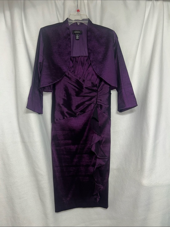 R & M Richards Dresses & Skirts - R & M Richards Purple Satin Ruffle Sheath Dress with Bolero